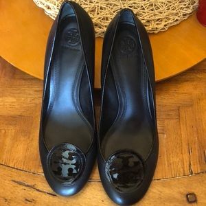 Tory Burch Black Chelsea Medallion Wedges